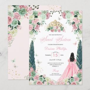 Pink Princess Enchanted Garden Sweet Sixteen Invitation