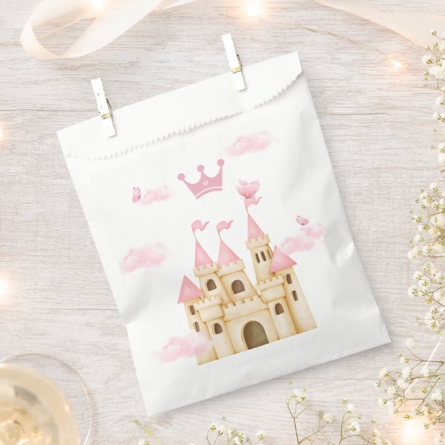 Pink Princess Enchanting Castle & Crown Favour Bag (Clipped)
