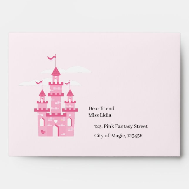 Pink Princess Fantasy Birthday Party Envelope (Front)