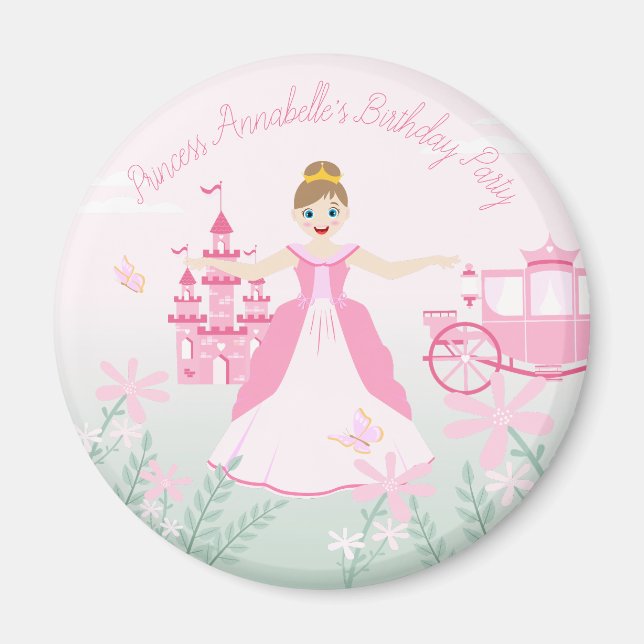 Pink Princess Fantasy Birthday Party Magnet (Front)