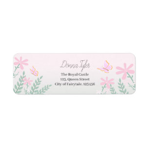 Pink Princess Fantasy Birthday Party Return Address Label