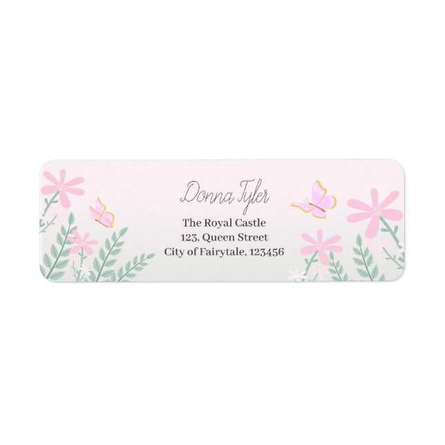 Pink Princess Fantasy Birthday Party Return Address Label (Front)