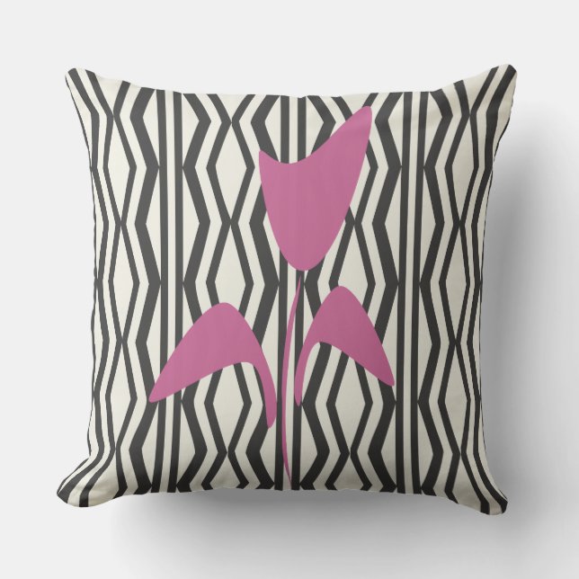 Pink Princess Flower Art Deco Style Pattern Cushion (Front)