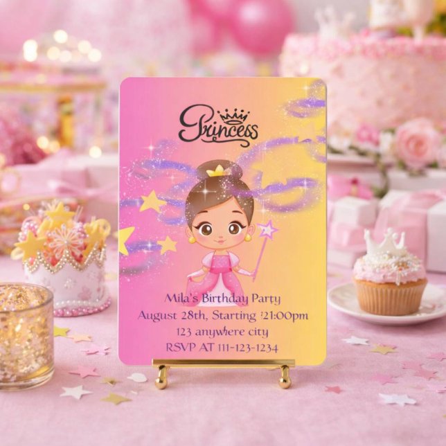 Pink princess girl birthday invitation  (Creator Uploaded)