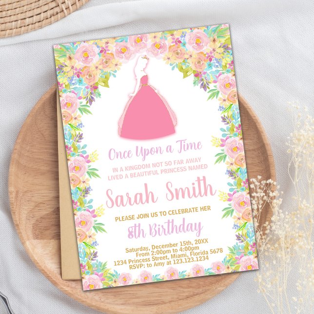 Pink Princess Glitter Princess Birthday Invitation (Pink Princess Glitter Princess Birthday Invitation)