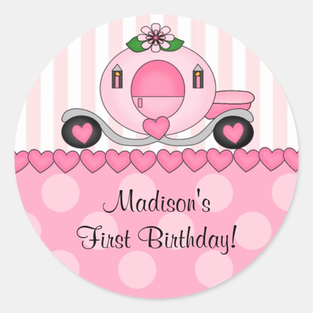 Pink Princess Happy Birthday Sticker (Front)
