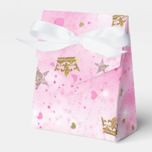 Pink Princess Hearts Stars & Crowns Birthday Party Favour Box
