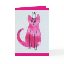 Pink Princess Kitty Birthday Card