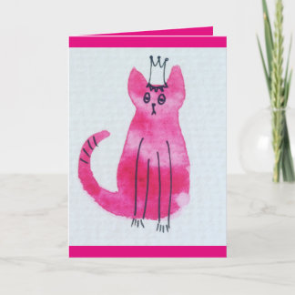 Pink Princess Kitty Birthday Card