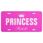 Pink princess license plate with personalised name