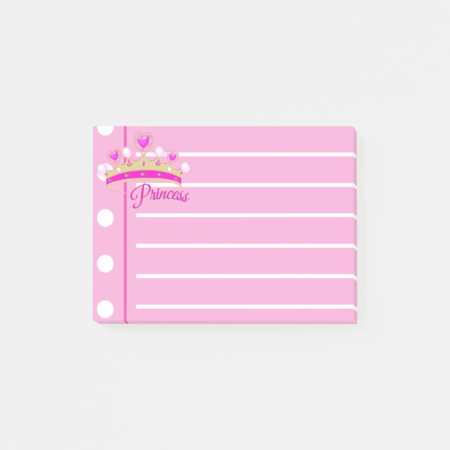 Pink Princess lined Post-it Notes (Front)