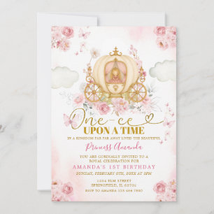 Pink Princess One-ce Upon A Time Birthday Invitation