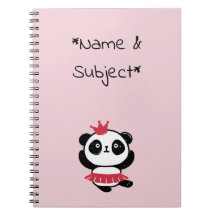 Pink Princess Panda Notebook