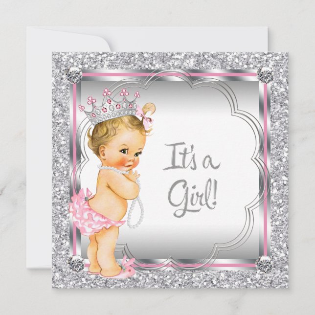 Pink Princess Pearl Baby Shower Invitation (Front)