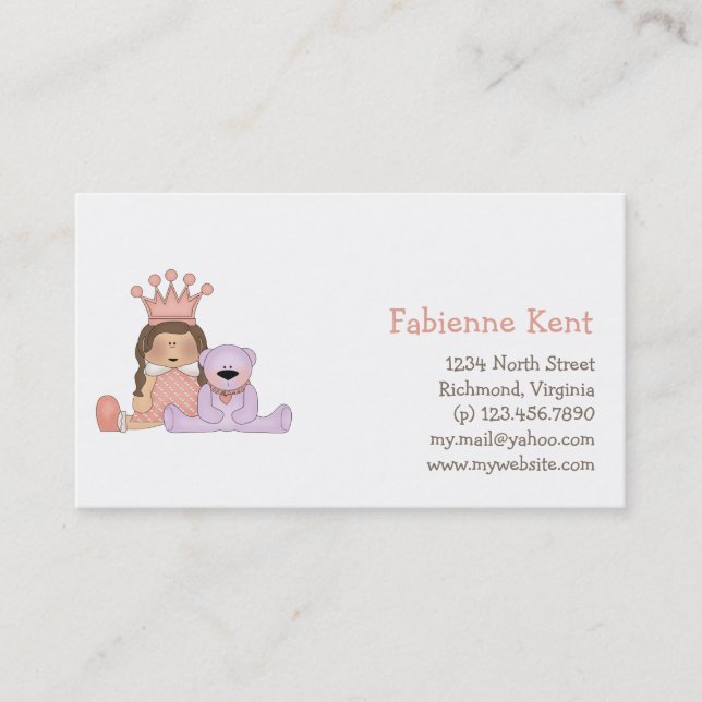 Pink Princess · Princess & Teddy Business Card (Front)