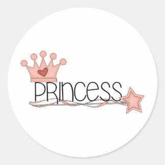Pink Princess · Princess Wordart Classic Round Sticker