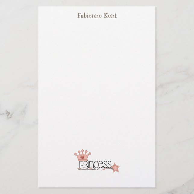 Pink Princess · Princess Wordart Stationery (Front)