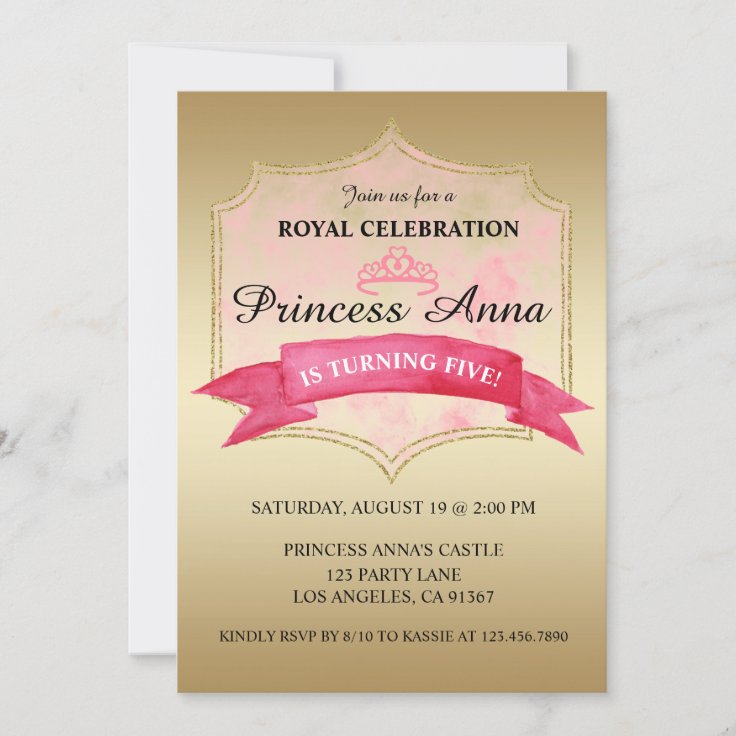 Pink Princess Royal Birthday Party invitation Zazzle
