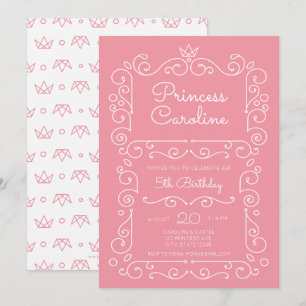 Pink Princess Scroll Birthday Invitation