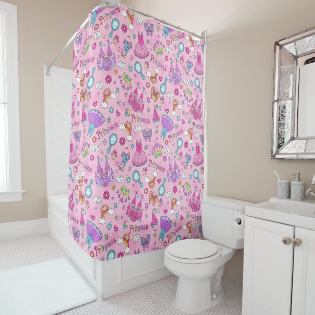 Pink Princess Shower Curtain (In Situ)