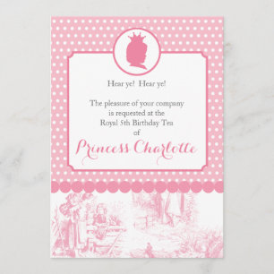 Pink Princess Silhouette Toile Party Invitation