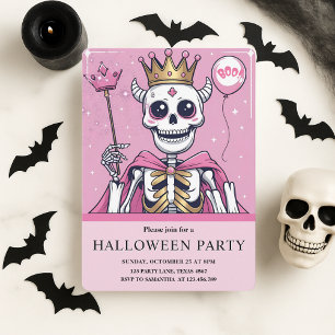 Pink Princess Skeleton Halloween Party  Holiday Card