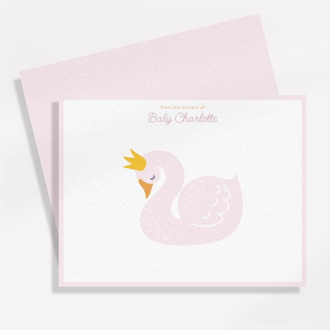 Pink Princess Swan Nursery Note Card (Creator Uploaded)