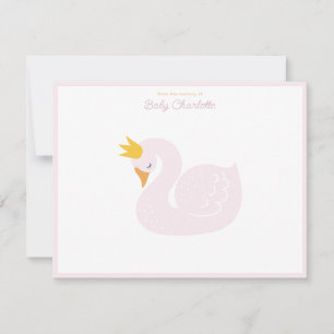 Pink Princess Swan Nursery Note Card