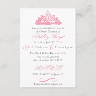 Pink Princess Sweet Sixteen Invitation