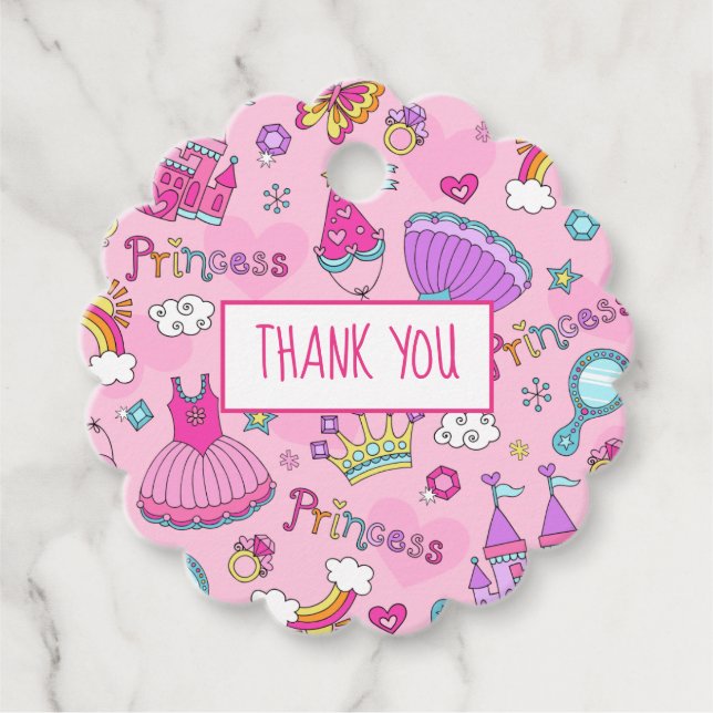Pink Princess Thank You Favour Tags (Front)