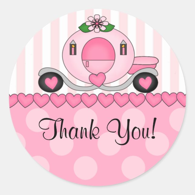 Pink Princess Thank You Sticker (Front)