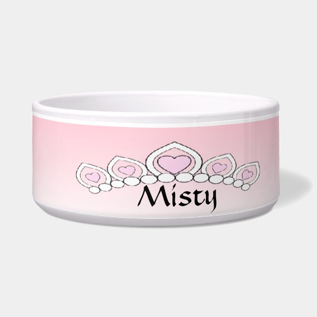 Pink Princess Tiara Dog Bowl (Front)