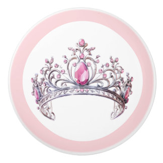 Pink Princess Tiara Girly Ceramic Knob