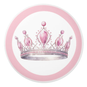 Pink Princess Tiara Girly Ceramic Knob