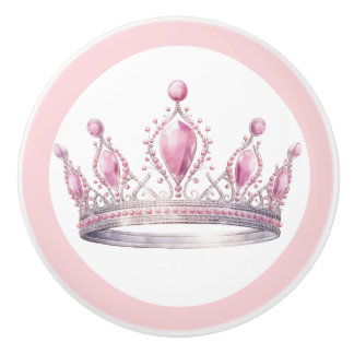 Pink Princess Tiara Girly Ceramic Knob