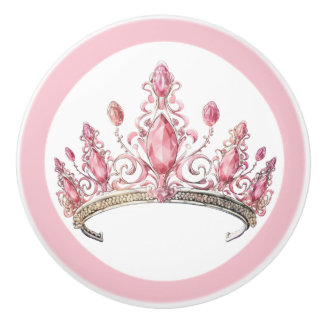 Pink Princess Tiara Girly Ceramic Knob