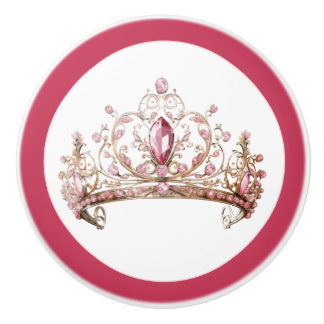 Pink Princess Tiara Girly Ceramic Knob