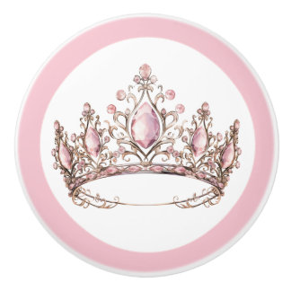 Pink Princess Tiara Girly Ceramic Knob