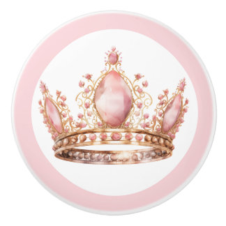 Pink Princess Tiara Girly Ceramic Knob