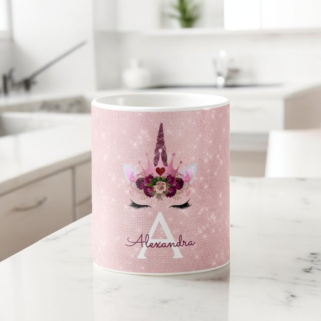 Pink Princess Unicorn Rose Gold Blush Pink Glitter Coffee Mug (Creator Uploaded)