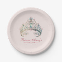 Pink Princess Watercolor Tiara Birthday
