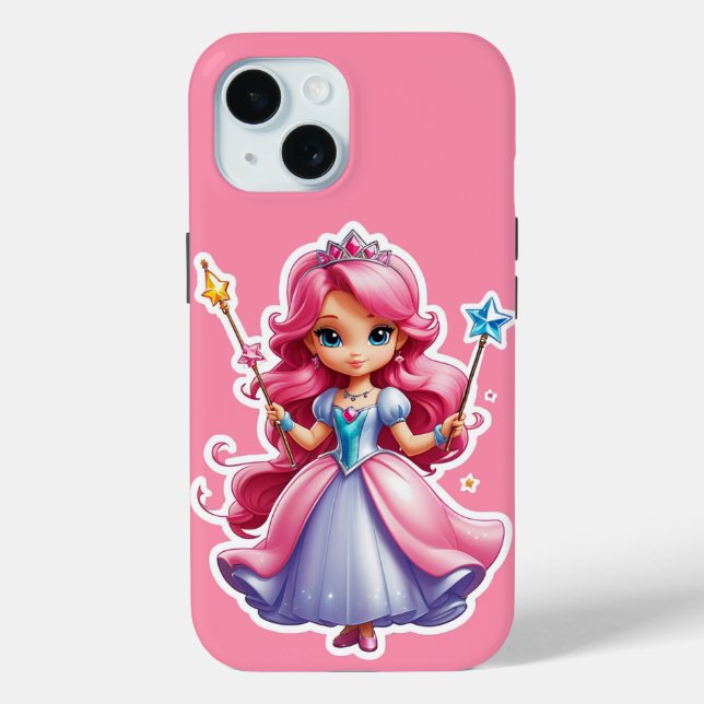 Pink Princess With Magical Wand And Tiara Case-Mate iPhone Case (Back)
