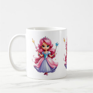 Pink Princess With Magical Wand And Tiara Coffee Mug
