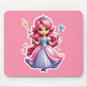 Pink Princess With Magical Wand And Tiara Mouse Pad