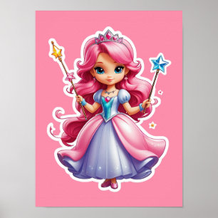 Pink Princess With Magical Wand And Tiara Poster