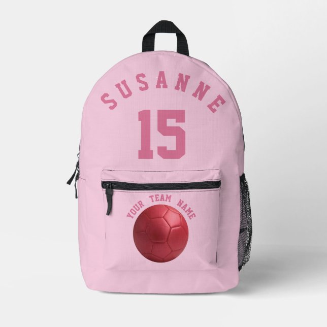Pink Print Cut Sew Bag Soccer sport Girl school  (Front)