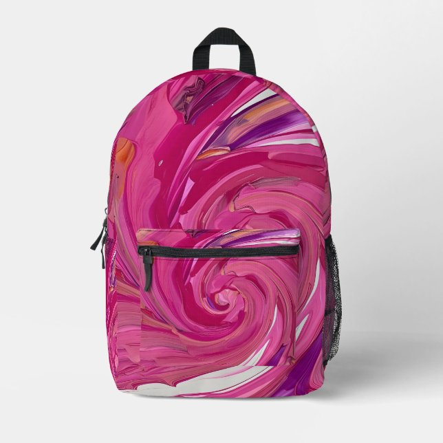 Pink  printed backpack (Front)