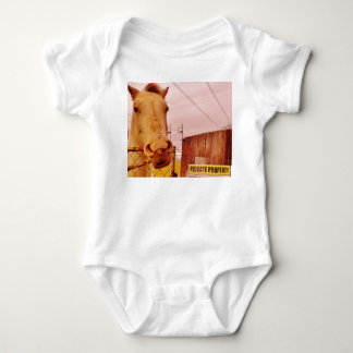 Pink Private Property Horse Baby Bodysuit