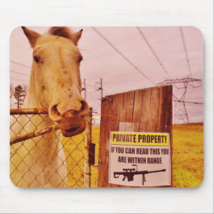 Pink Private Property Horse Mouse Pad