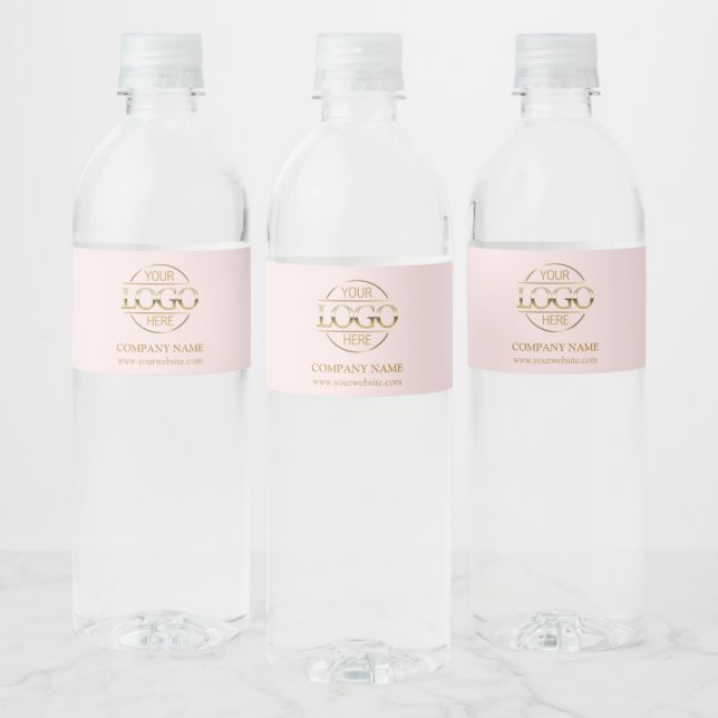 Pink Professional Branded Company Business Logo Water Bottle Label (Bottles)